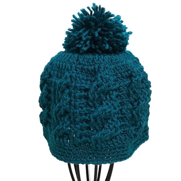 Beanie Cable Twist Stitch with Pom Pom for Adult Crochet Brand New Handmade - Picture 2 of 3